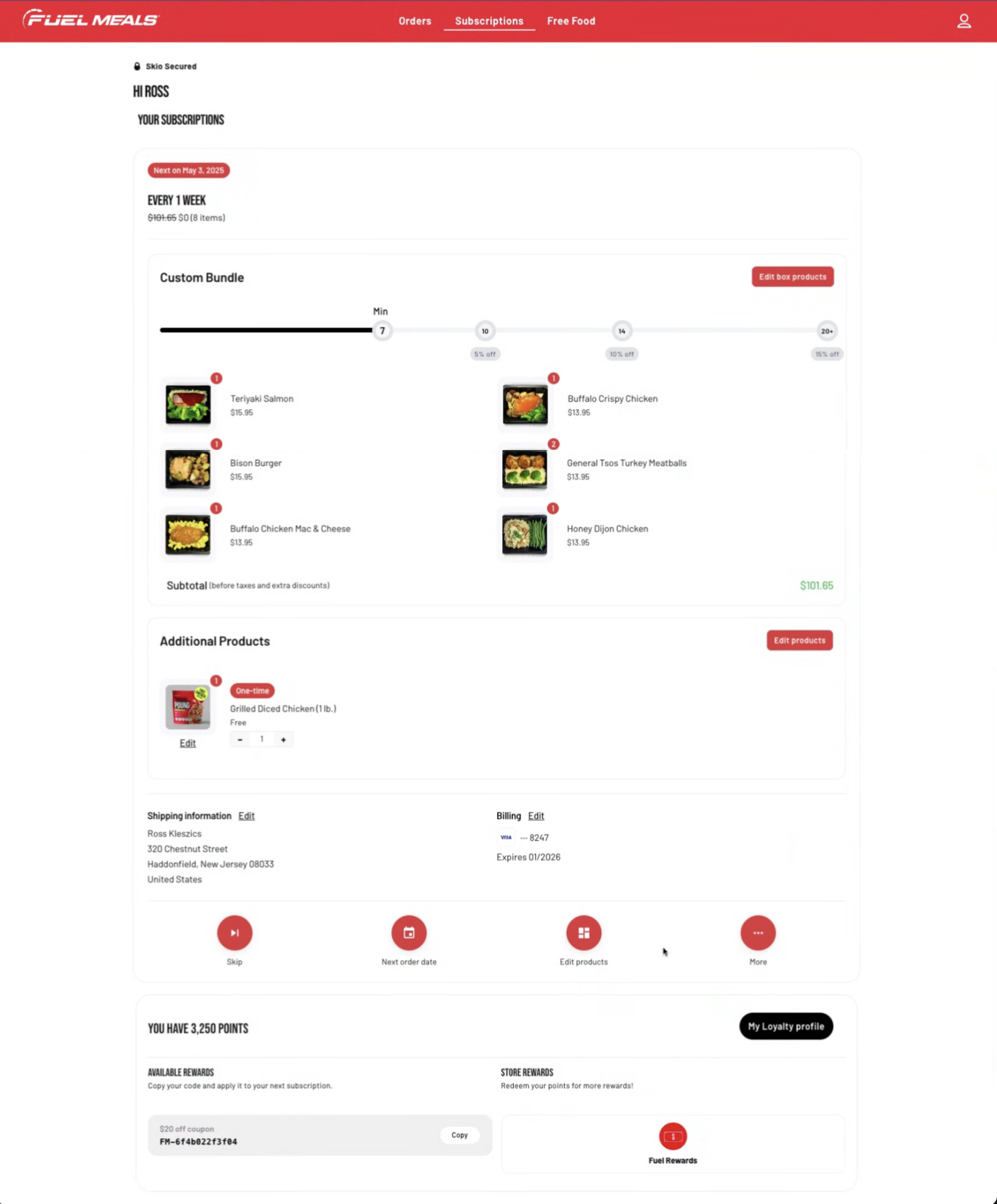 Fuel Meals redesigned product interface comparison